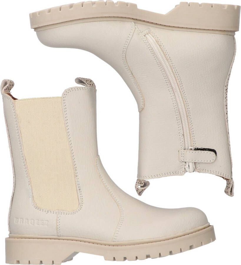 Braqeez 422774-602 Meisjes Chelsea Boots Beige Leer Ritssluiting