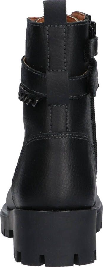 Braqeez 422788-589 Meisjes Biker Boots Zwart Leer Veters