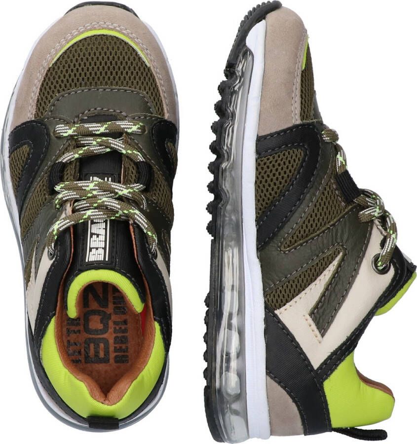 Braqeez 422862-569 Jongens Lage Sneakers Groen Leer Veters