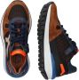 Braqeez 422942-413 Jongens Lage Sneakers Bruin Blauw Oranje Leer Veters - Thumbnail 8