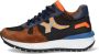 Braqeez 422942-413 Jongens Lage Sneakers Bruin Blauw Oranje Leer Veters - Thumbnail 9