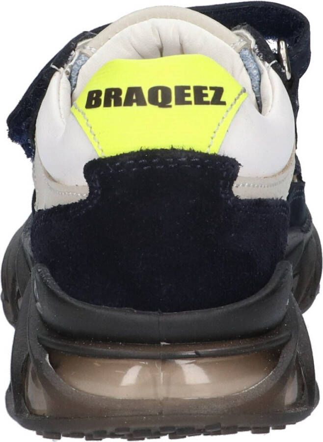 Braqeez 423321-529 Jongens Lage Sneakers Blauw Beige Nubuck Klittenband