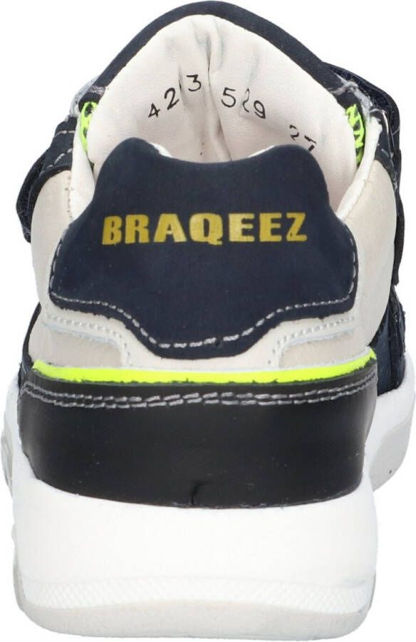 Braqeez 423352-529 Jongens Lage Sneakers Blauw Nubuck Klittenband