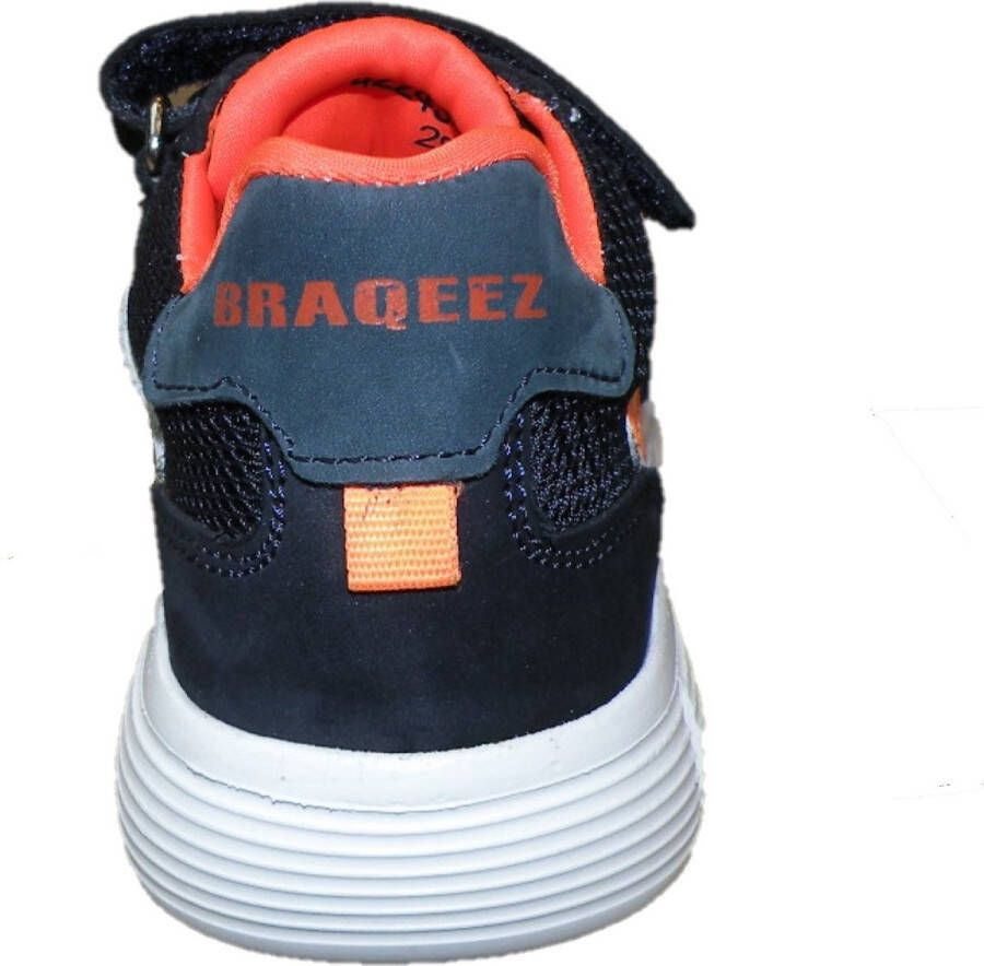 Braqeez 423434-129 Jongens Lage Sneakers Blauw Nubuck Klittenband