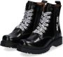 Braqeez Belle Boot Meisjes Biker Boots Zwart Leer Veters - Thumbnail 10