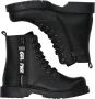 Braqeez Belle Boot Meisjes Biker Boots Zwart Leer Veters - Thumbnail 7