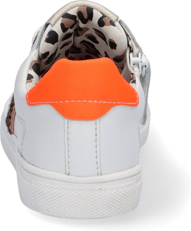 Braqeez Leigh Louwies Meisjes Lage Sneakers Wit Print Leer Veters