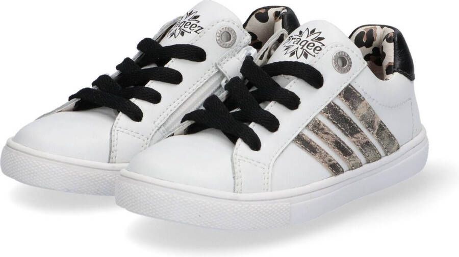 Braqeez Lesley Louw Meisjes Lage Sneakers Wit Print Leer Veters