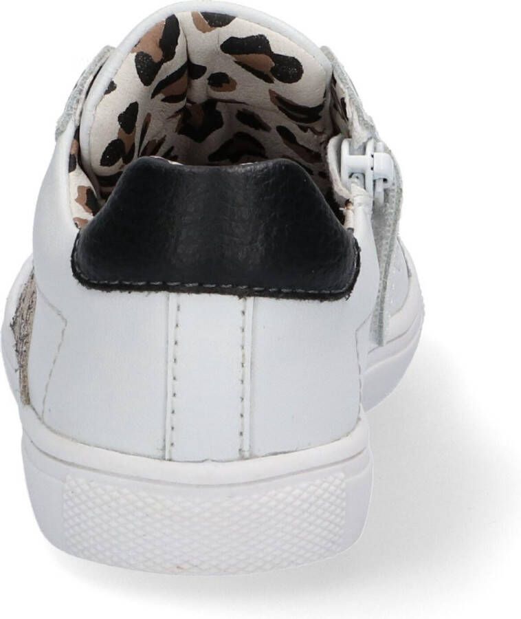 Braqeez Lesley Louw Meisjes Lage Sneakers Wit Print Leer Veters