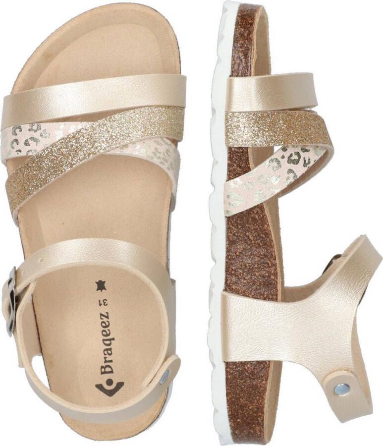 Braqeez Saar Spain Meisjes Sandalen Goud Imitatieleer Gesp