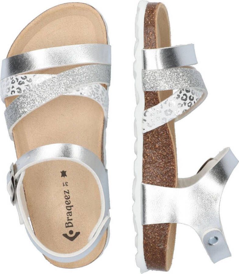 Braqeez Saar Spain Meisjes Sandalen Zilver Imitatieleer Gesp