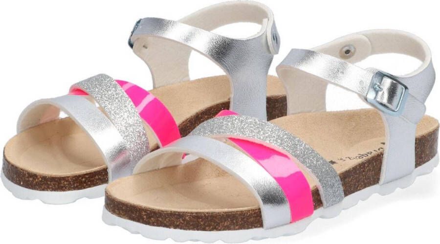 Braqeez Saar Spain Meisjes Sandalen Zilver Roze Imitatieleer Gesp