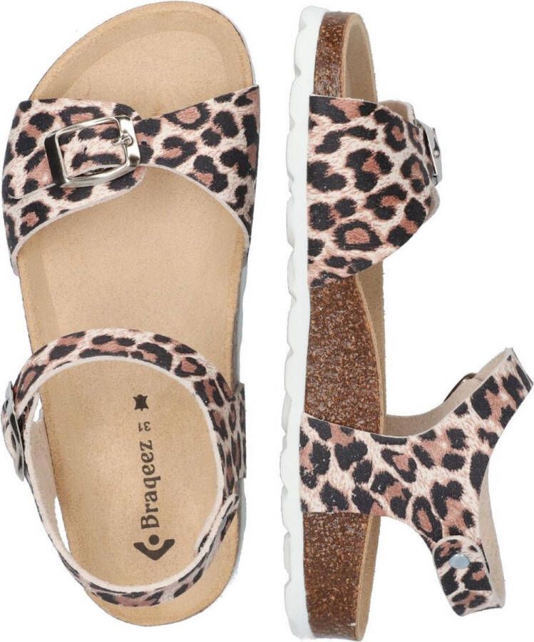 Braqeez Sally Spain Meisjes Sandalen Print Beige Imitatieleer Gesp