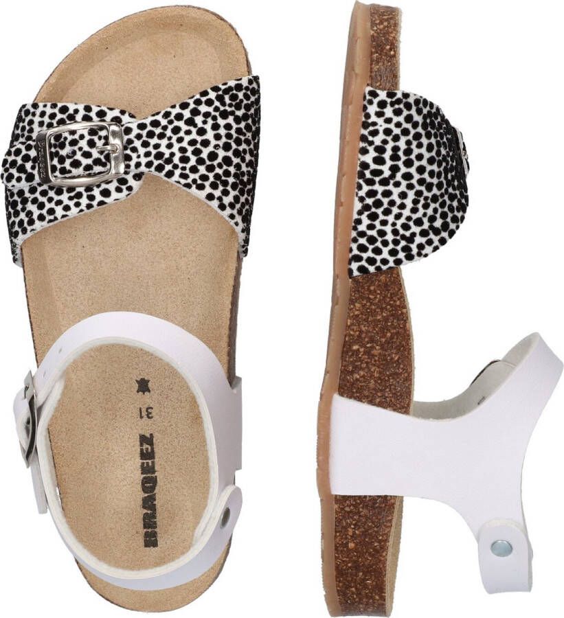 Braqeez Sally Spain Meisjes Sandalen Wit Print Imitatieleer Gesp