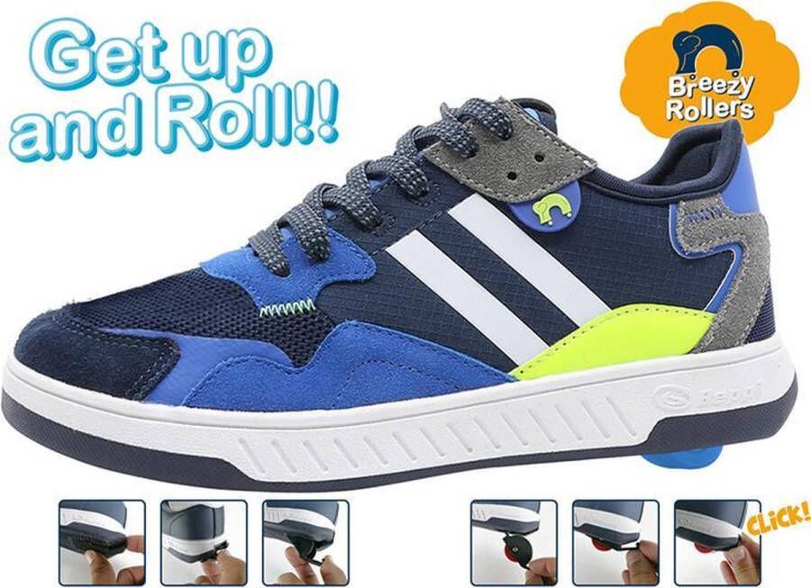 Breezy Rollers Kindersneakers met Wieltjes Blauw Navy Wit