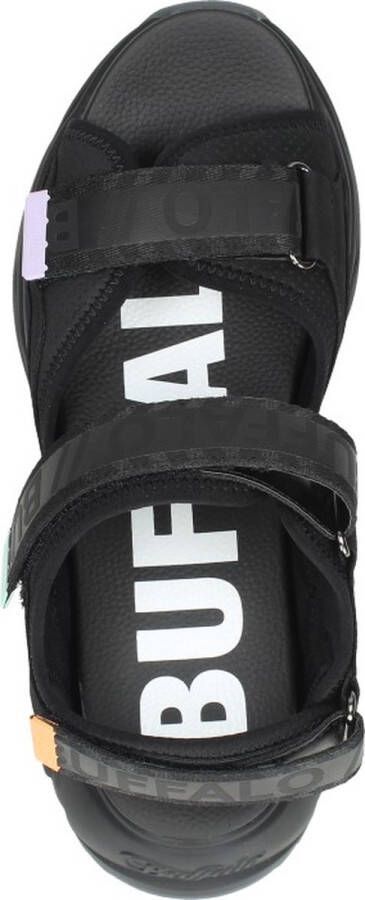 Buffalo Binary 0 Sandalen Plat Zwart