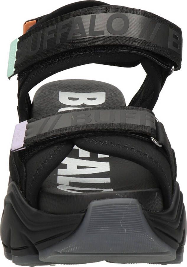 Buffalo Binary 0 Sandalen Plat Zwart