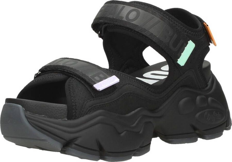 Buffalo Binary 0 Sandalen Plat Zwart