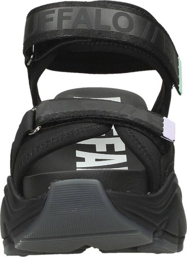 Buffalo Binary 0 Sandalen Plat Zwart