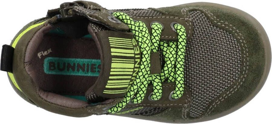 BunniesJR 220620-569 Jongens Hoge Sneakers Groen Leer Veters