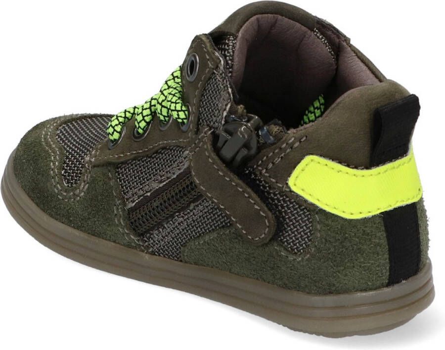 BunniesJR 220620-569 Jongens Hoge Sneakers Groen Leer Veters