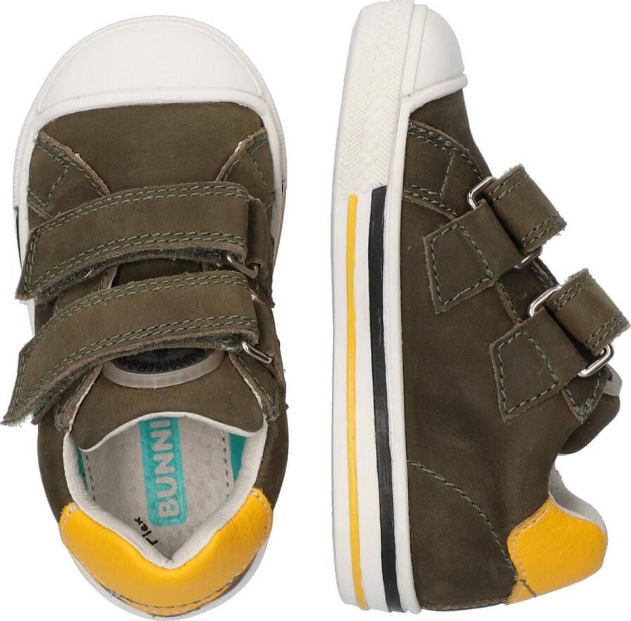 BunniesJR 221231-569 Jongens Lage Sneakers Groen Leer Klittenband