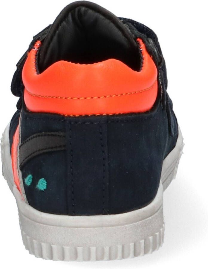 BunniesJR 221662-529 Jongens Hoge Sneakers Blauw Oranje Leer Klittenband