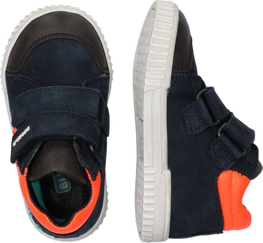 BunniesJR 221662-529 Jongens Hoge Sneakers Blauw Oranje Leer Klittenband