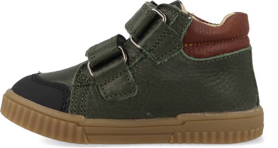 BunniesJR 221662-569 Jongens Hoge Sneakers Groen Bruin Leer Klittenband