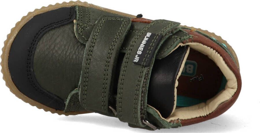 BunniesJR 221662-569 Jongens Hoge Sneakers Groen Bruin Leer Klittenband