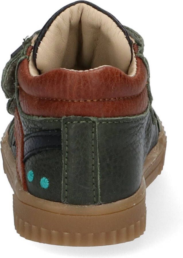 BunniesJR 221662-569 Jongens Hoge Sneakers Groen Bruin Leer Klittenband