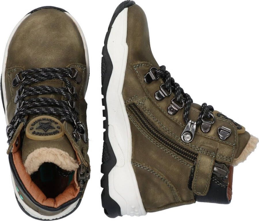 BunniesJR 221840-569 Jongens Veterboots Groen Leer Veters