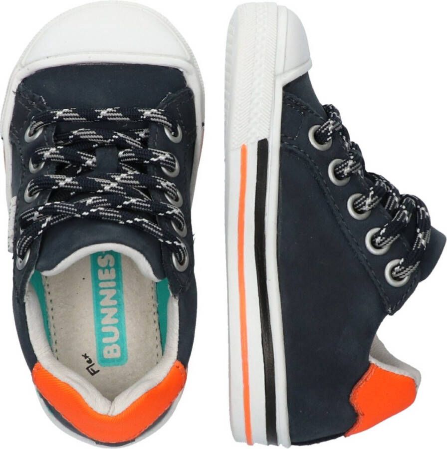 BunniesJR 222230-529 Jongens Lage Sneakers Blauw Leer Veters