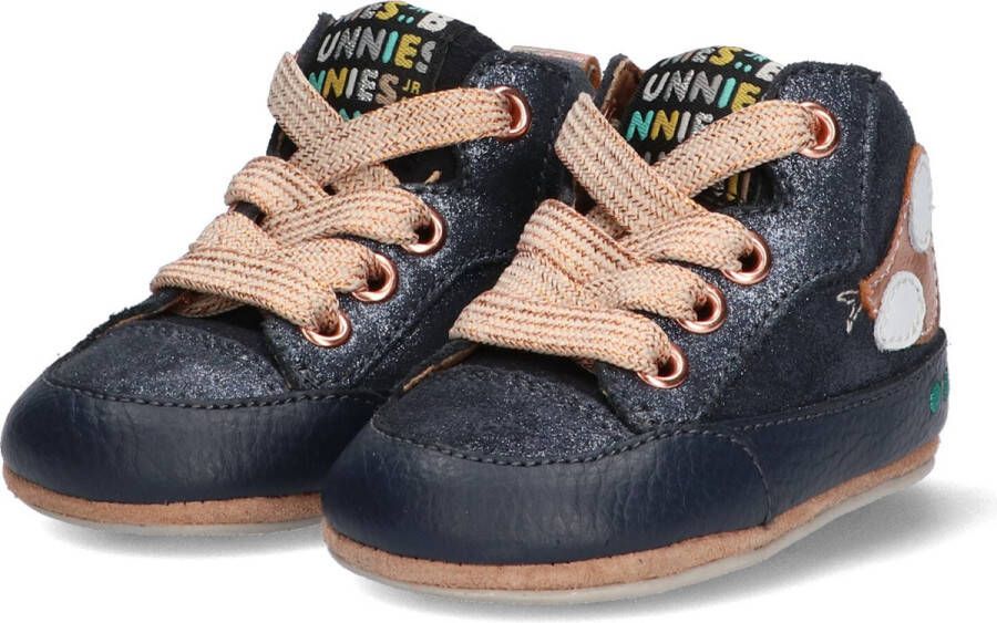 BunniesJR Bunnies JR 222523-520 Meisjes Babysneakertjes Blauw Roze Leer Veter - Foto 6
