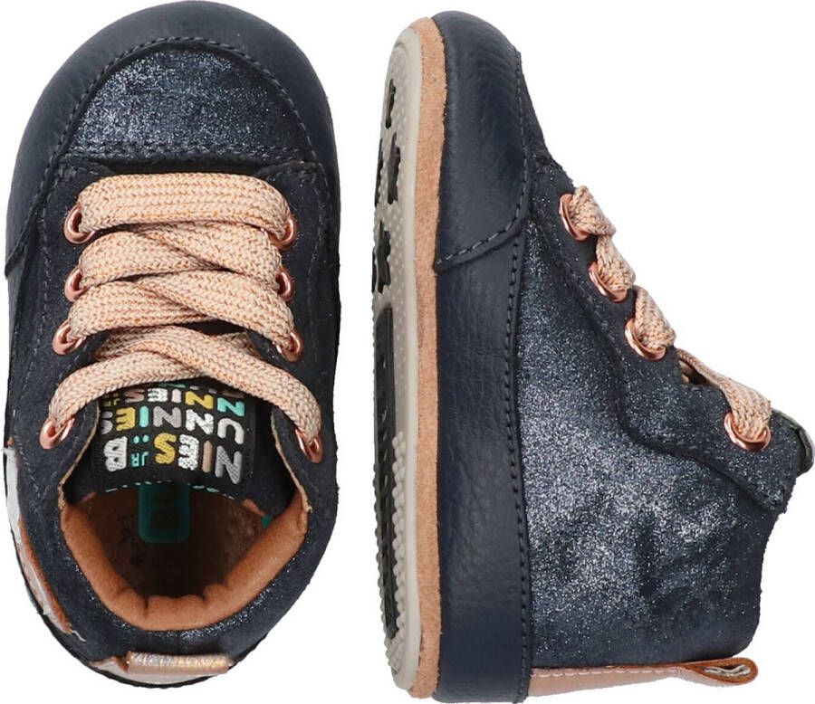 BunniesJR Bunnies JR 222523-520 Meisjes Babysneakertjes Blauw Roze Leer Veter - Foto 3