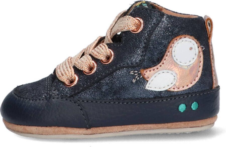 BunniesJR Bunnies JR 222523-520 Meisjes Babysneakertjes Blauw Roze Leer Veter - Foto 5