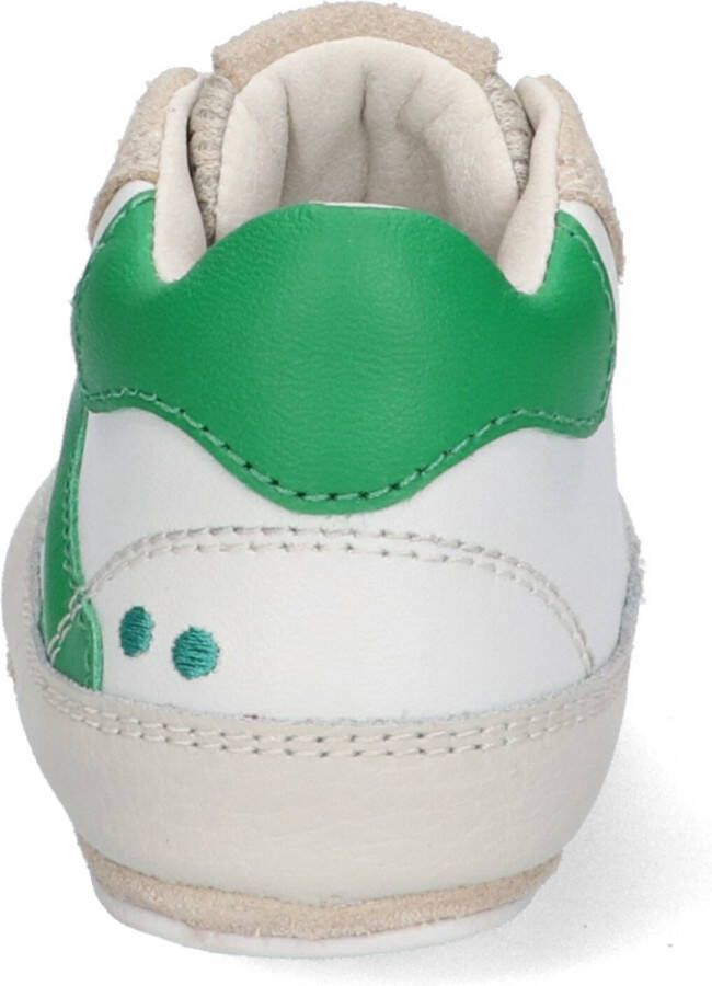 BunniesJR 223126-564 Jongens Babysneakertjes Groen Wit Beige Oranje Leer Veters