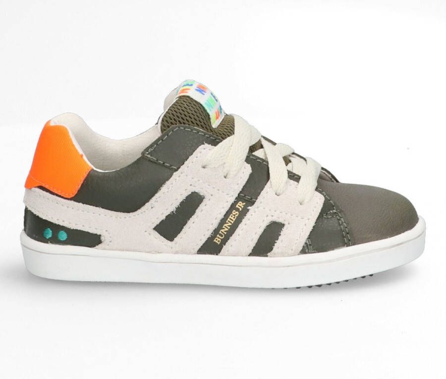 BunniesJR 223322-569 Jongens Lage Sneakers Groen Beige Oranje Leer Veters