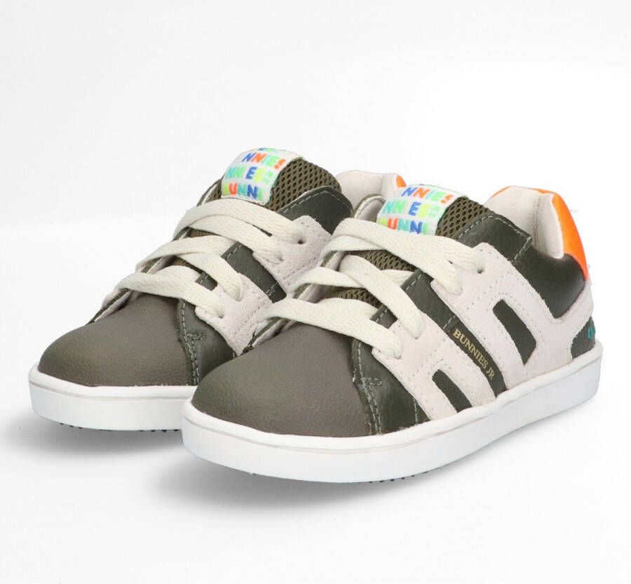 BunniesJR 223322-569 Jongens Lage Sneakers Groen Beige Oranje Leer Veters