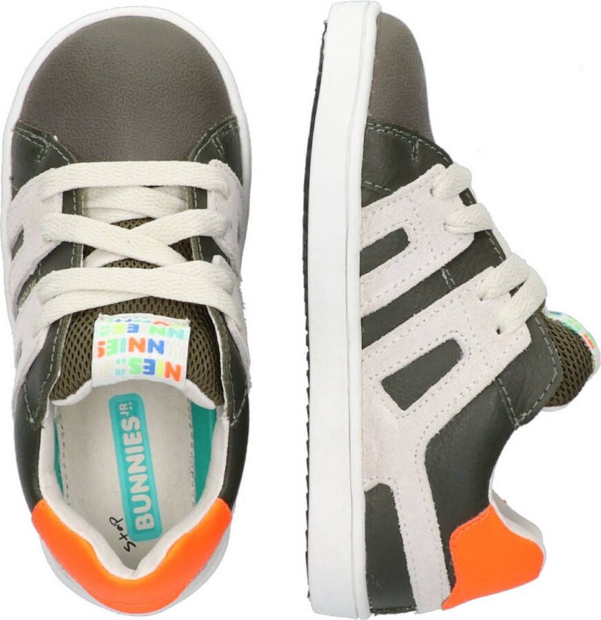 BunniesJR 223322-569 Jongens Lage Sneakers Groen Beige Oranje Leer Veters