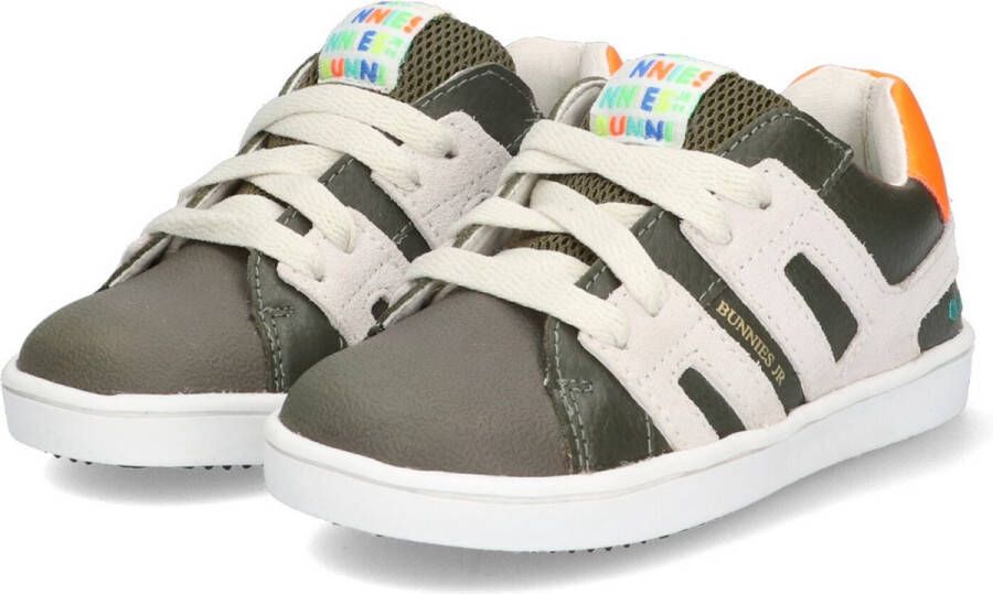 BunniesJR 223322-569 Jongens Lage Sneakers Groen Beige Oranje Leer Veters