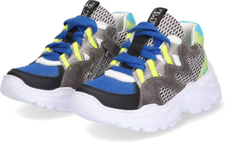 BunniesJR 223440-589 Jongens Lage Sneakers Zwart Grijs Geel Suède Veters