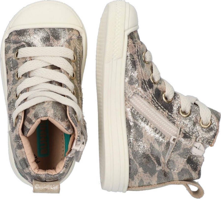 BunniesJR Bunnies JR 221235-906 Meisjes Hoge Sneakers Goud Print Leer Veters