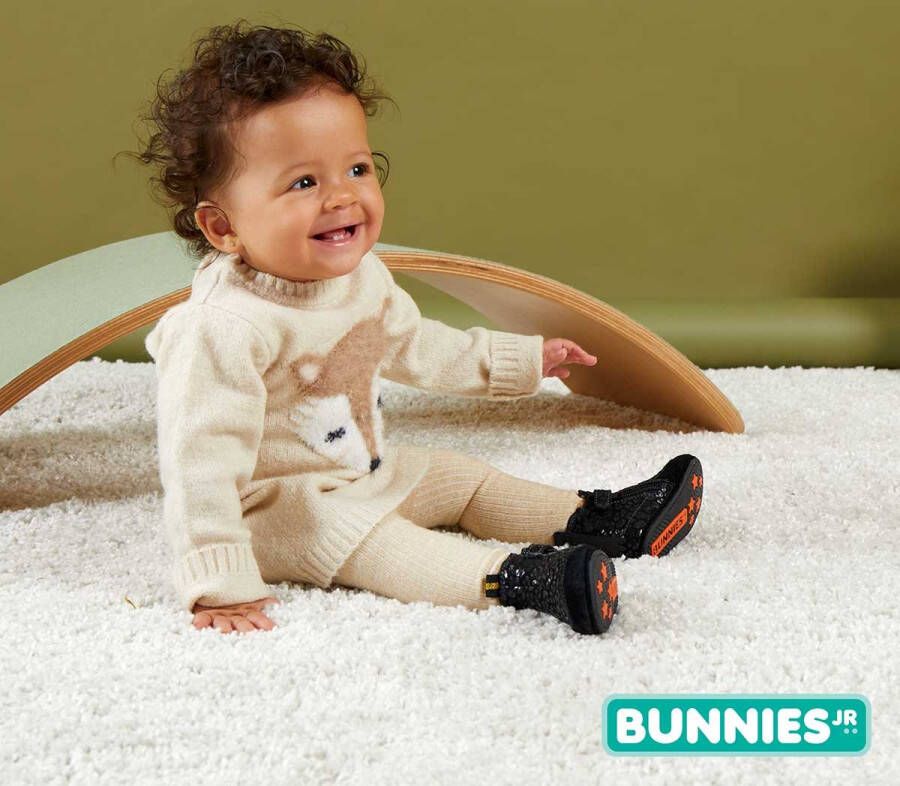 Bunnies JR 221510-489 Meisjes Babylaarsjes Zwart Suède Ritssluiting