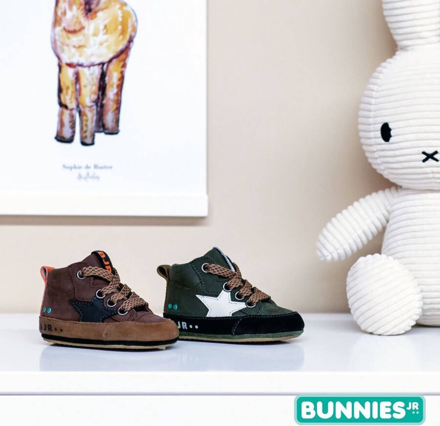 BunniesJR Bunnies JR 221521-169 Jongens Babysneakertjes Groen Nubuck Veters