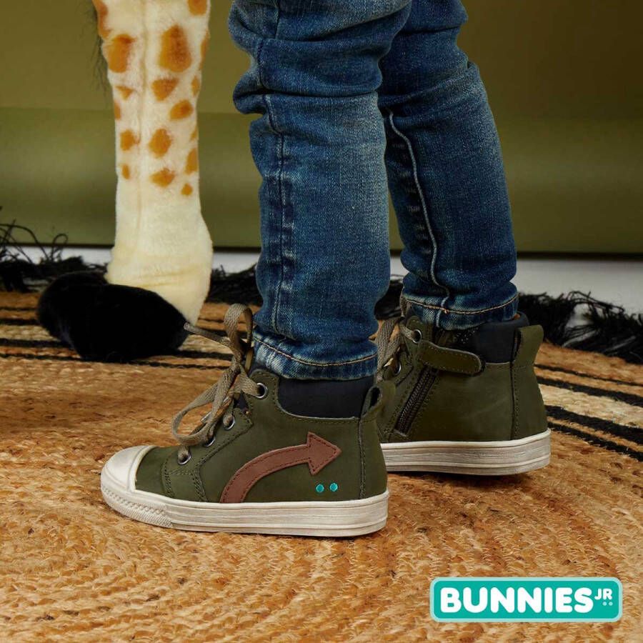 BunniesJR Bunnies JR 221630-169 Jongens Hoge Sneakers Groen Nubuck Veters