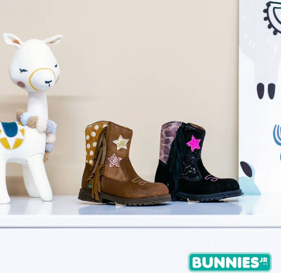 BunniesJR Bunnies JR 221788-589 Meisjes Cowboy Boots Zwart Roze Leer Ritssluiting