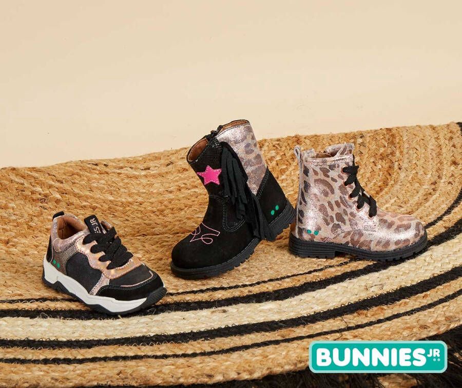 BunniesJR Bunnies JR 221788-589 Meisjes Cowboy Boots Zwart Roze Leer Ritssluiting