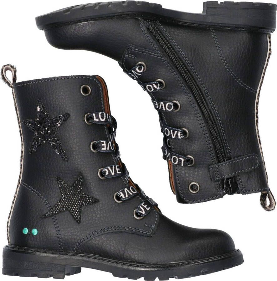 BunniesJR Bunnies JR 221861-589 Meisjes Biker Boots Zwart Leer Veters