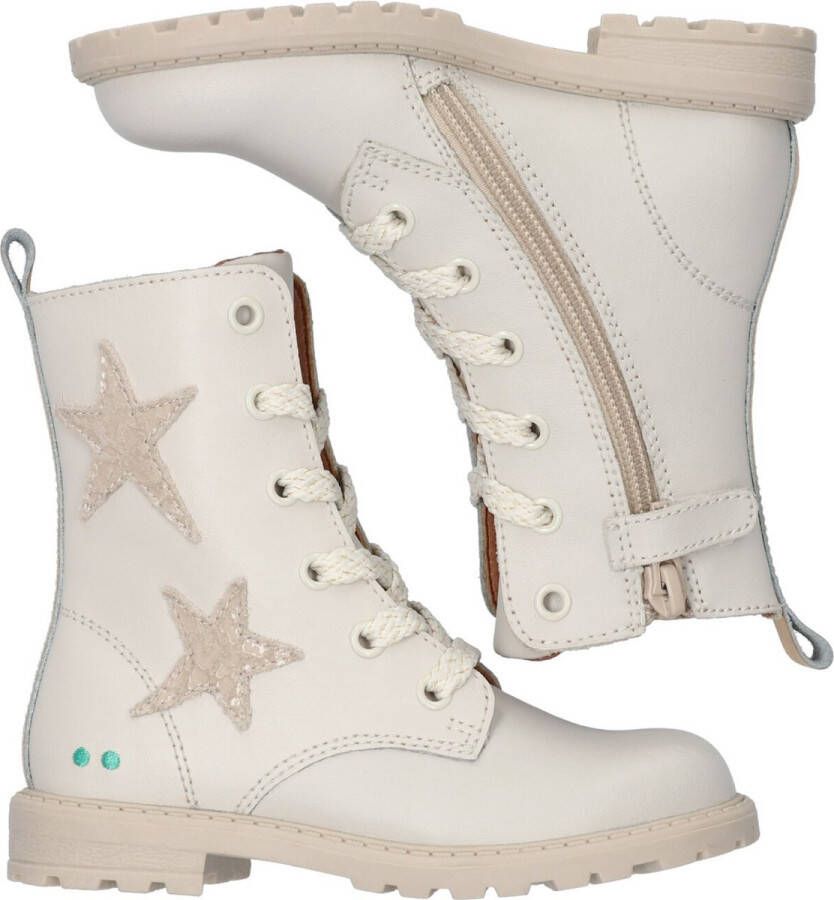 BunniesJR Bunnies JR 221861-903 Meisjes Biker Boots Beige Wit Leer Veters